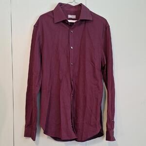 Michael Kors Purple Button Up Slim Fit Dress Shirt Size Large